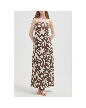 NUAJE NUAJE Rhea Strapless Midi Linen Dress - Multicolor