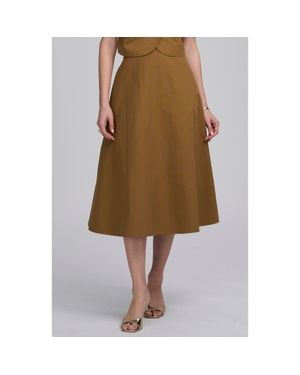Elle Collection Elegant High-Waist Midi Skirt - Natural