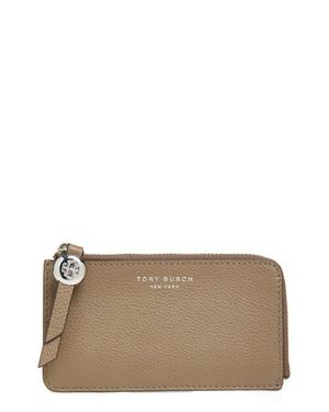 Tory Burch Romy Leather Zip Card Case - Brown