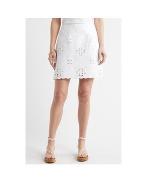 Caslon Eyelet Lace Miniskirt - White