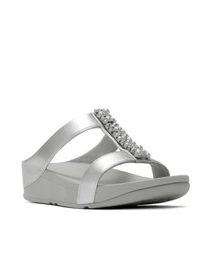Fitflop Fino Pearls Crystal Slides - Gray