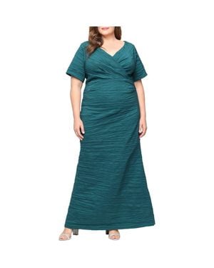 Alex Evenings Crinkle Stretch Taffeta Gown - Green