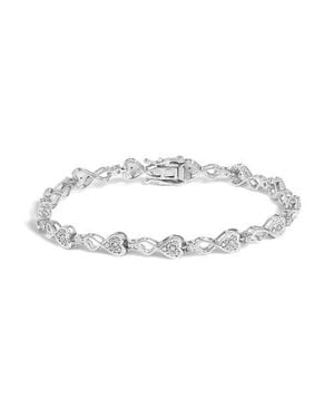 Haus of Brilliance 925 Sterling 1/4 Cttw Diamond Infinity Heart Link Bracelet - Metallic