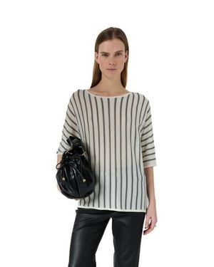 Gerard Darel Lysia 3/4 Sleeve Round Neck Knit Top - Gray