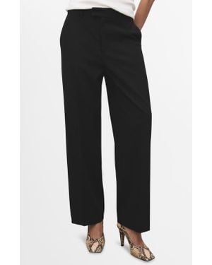 Mango Crop Straight Leg Pants - Black