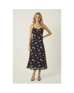 Modenaire Floral Midi Dress - Black
