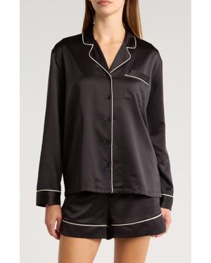 Nordstrom Satin Long Sleeve Short Pajamas - Black