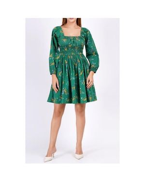 Leota Genevieve Square Neck Mini Dress - Green