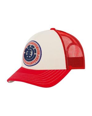 Element Constructed Contrast Stitch Cotton Twill Trucker Cap - Red