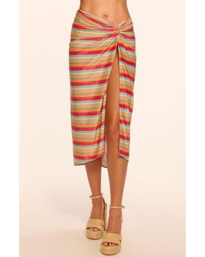 Ramy Brook Xana Glitter Stripe Coverup Skirt - Orange