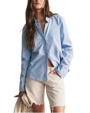Free People Benny Slim Oxford Shirt - Blue
