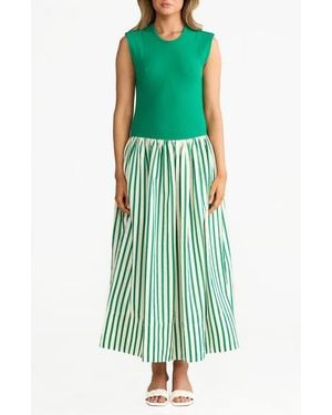 Brave+True Daphne Sleeveless Mixed Media Dress - Green