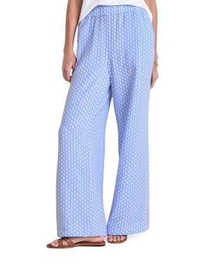 Vineyard Vines Cotton Gauze Wide Leg Pants - Blue