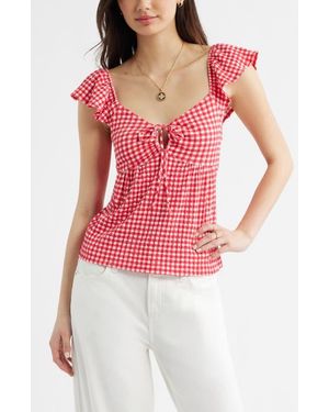 BP. Flutter Sleeve Top - Red