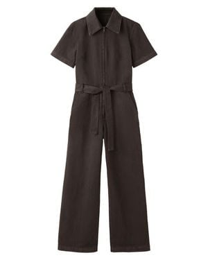 Mango Belted Denim Jumpsuit - Black