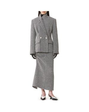 Lanvin Long Draped Tweed Skirt - Gray