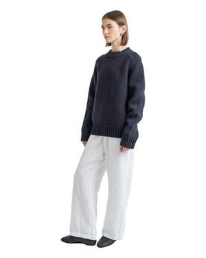 ALMINA CONCEPT Knit Wool Crewneck Sweater - Blue