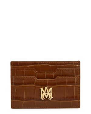 Amiri Croc Embossed Leather Card Holder - Brown