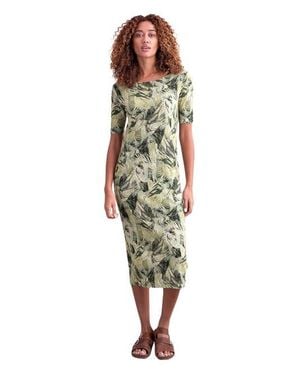 Celtic & Co. Linen Cotton Blend Button Back Dress - Green
