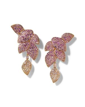 Nadri Starlet Leaf Linear Earrings - Pink
