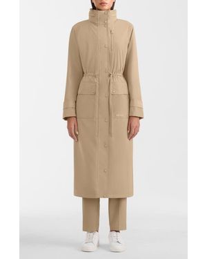 Mackage Magdalena Water Repellent Raincoat With Stowaway Hood - Natural