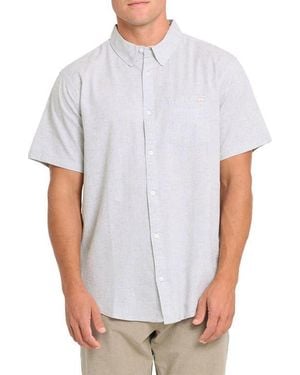 Billabong All Day Short Sleeve Slub Cotton Blend Button-Down Shirt - White
