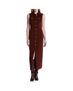Avec Les Filles Sleeveless Stretch Corduroy Dress - Red