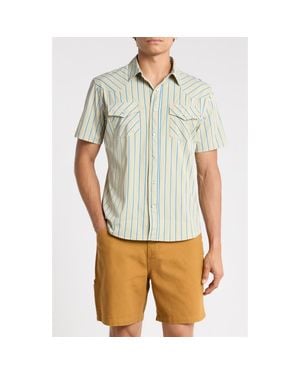 Seager Co. El Ranchero Stripe Short Sleeve Stretch Snap-Up Western Shirt - Green
