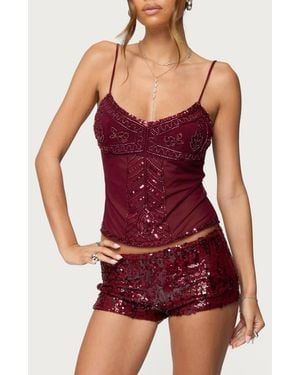 Edikted Azelia Bead & Sequin Camisole - Red