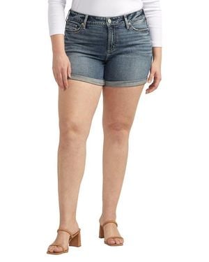 Silver Jeans Co. Suki Mid Rise Denim Shorts - Blue