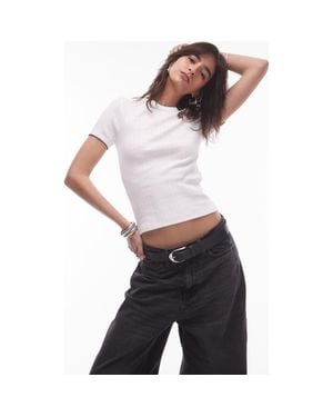 TOPSHOP Pointelle Crop Top - White