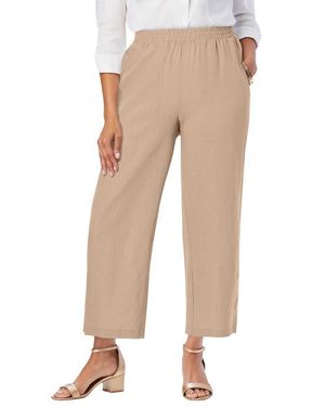 Jessica London Wide Leg Linen Crop Pant - Natural