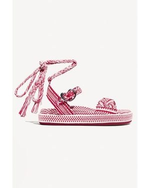 Amambaih Carolina Braided Lace Up Platform Sandal - Pink