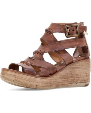 A.s.98 Norman Platform Wedge Sandal - Brown