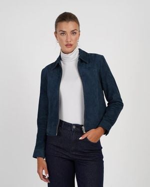Kettlewell Harper Suede Bomber Jacket - Blue