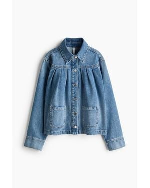 H&M Oversized Pleated Denim Jacket - Blue