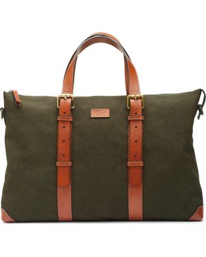 Bosca Arno Slim Recycled Nylon & Leather Tote - Green