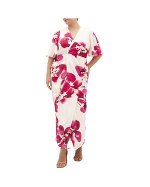 City Chic Braelynn Floral Flutter Sleeve Maxi Dress - Red