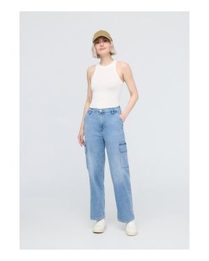DUER Performance Denim Lite High Rise Cargo - Blue