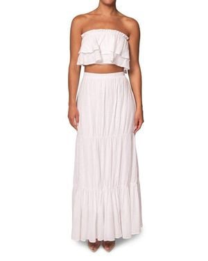 JLUXLABEL By The Sea Strapless Crop Top & Maxi Skirt Set - White