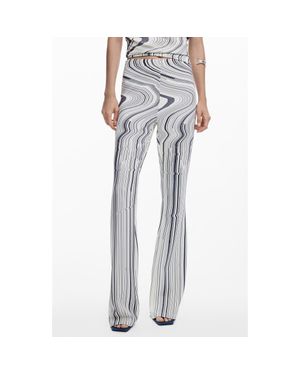 Desigual Distorted Stripe Flare Pants - Gray
