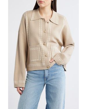 Wit & Wisdom Dot Stripe Collar Cardigan - Blue