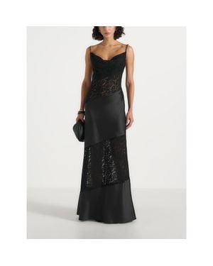 Manière De Voir Naya Asymmetric Lace Maxi Dress - Black