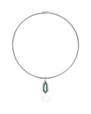 Mindi Mond Diamond Kite Emerald Pendant Necklace - Metallic