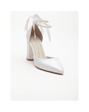 Forever & Always Shoes Gilda Leather Bridal Pumps With Pearls - White