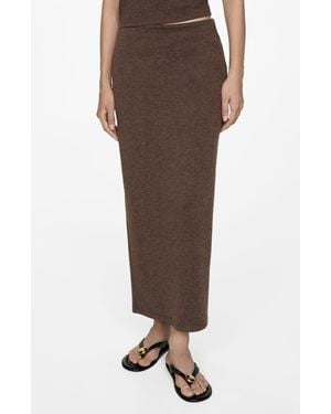 Mango Knit Column Maxi Skirt - Brown