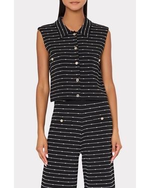 MILLY Lainey Sleeveless Button-Up Top - Black
