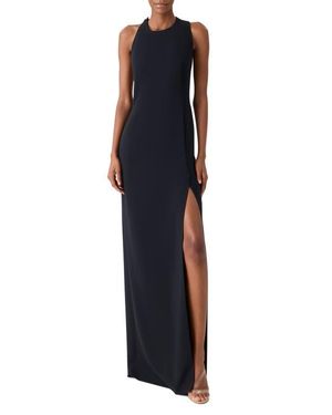 Akris Orbit Cutout Wool Blend Gown - Blue