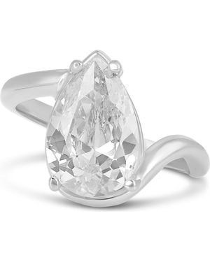 SHYMI Floating Pear Cubic Zirconia Cocktail Ring - White