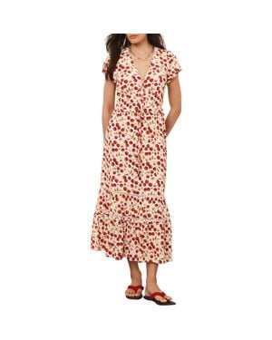 Mint Velvet Cherry Print Midi Dress - Pink